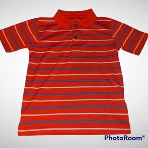 George Orange Short Sleeve Polo Shirt Blue & White Stripes Boys Size Medium(8)